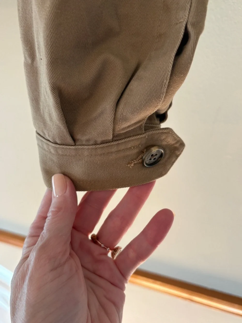Lauren Ralph Lauren Casual Women's Tan Cotton Jacket - Classic Button-Front - Picture 6 of 10